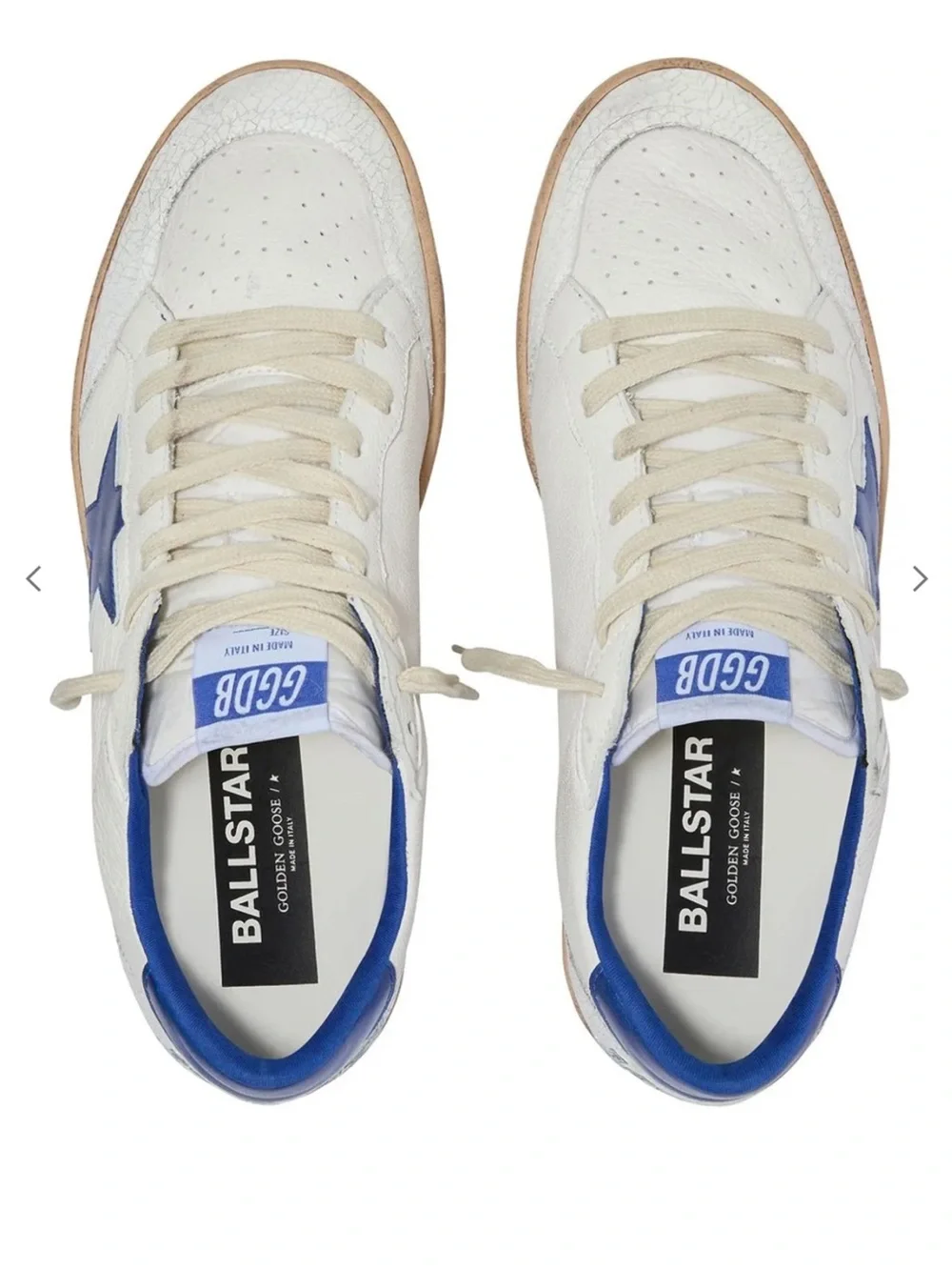 Golden Goose Sneakers in White and Blue with Tan Sole